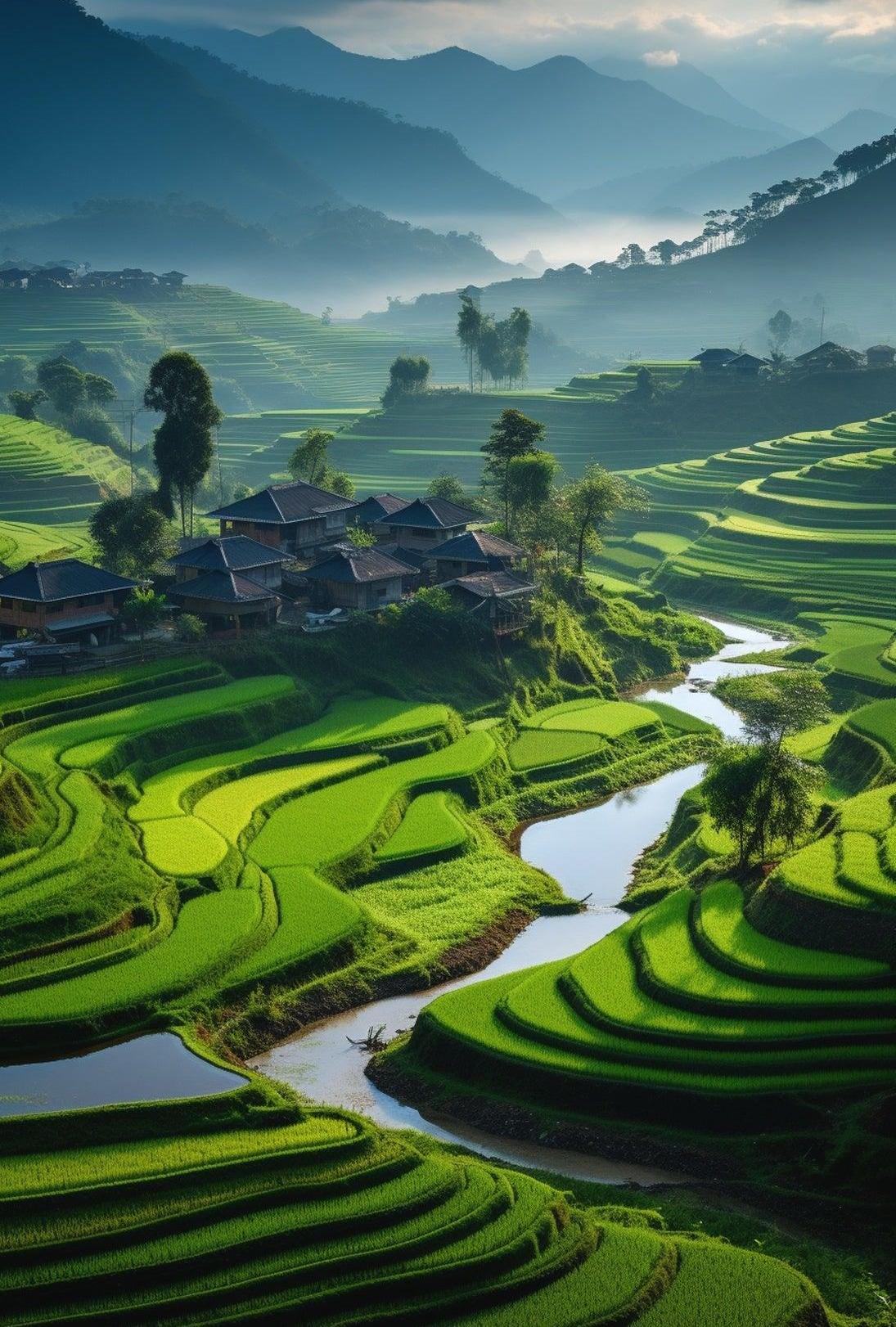 Rural Harmony in Southeast Asia Cultural or Heritage Poster