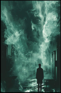 Surreal Ghostly Face in Atmospheric Mystery Poster PosterGoat