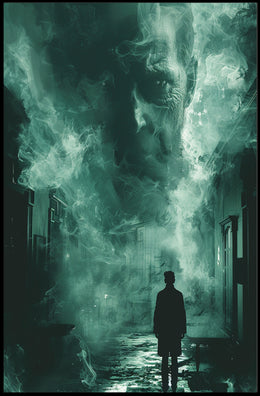 Surreal Ghostly Face in Atmospheric Mystery Poster PosterGoat