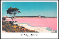 Serene Pink Lakes at Dusk Travel Poster