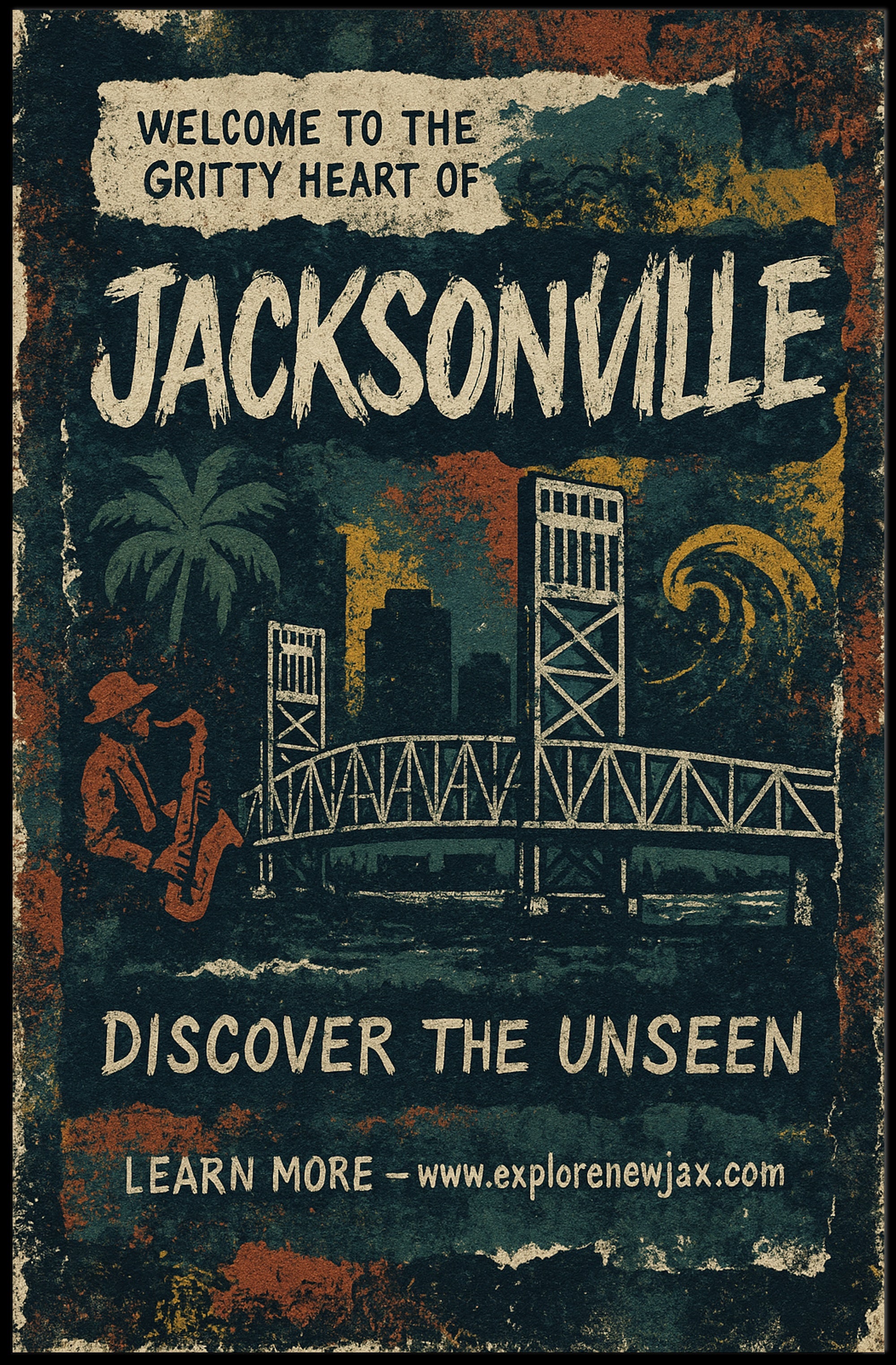 Welcome to Jacksonville Urban Cityscape Poster PosterGoat