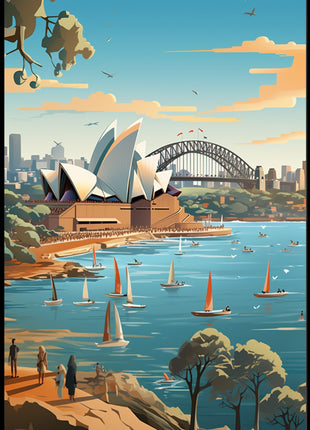 Sydney Iconic Landmarks Travel Poster