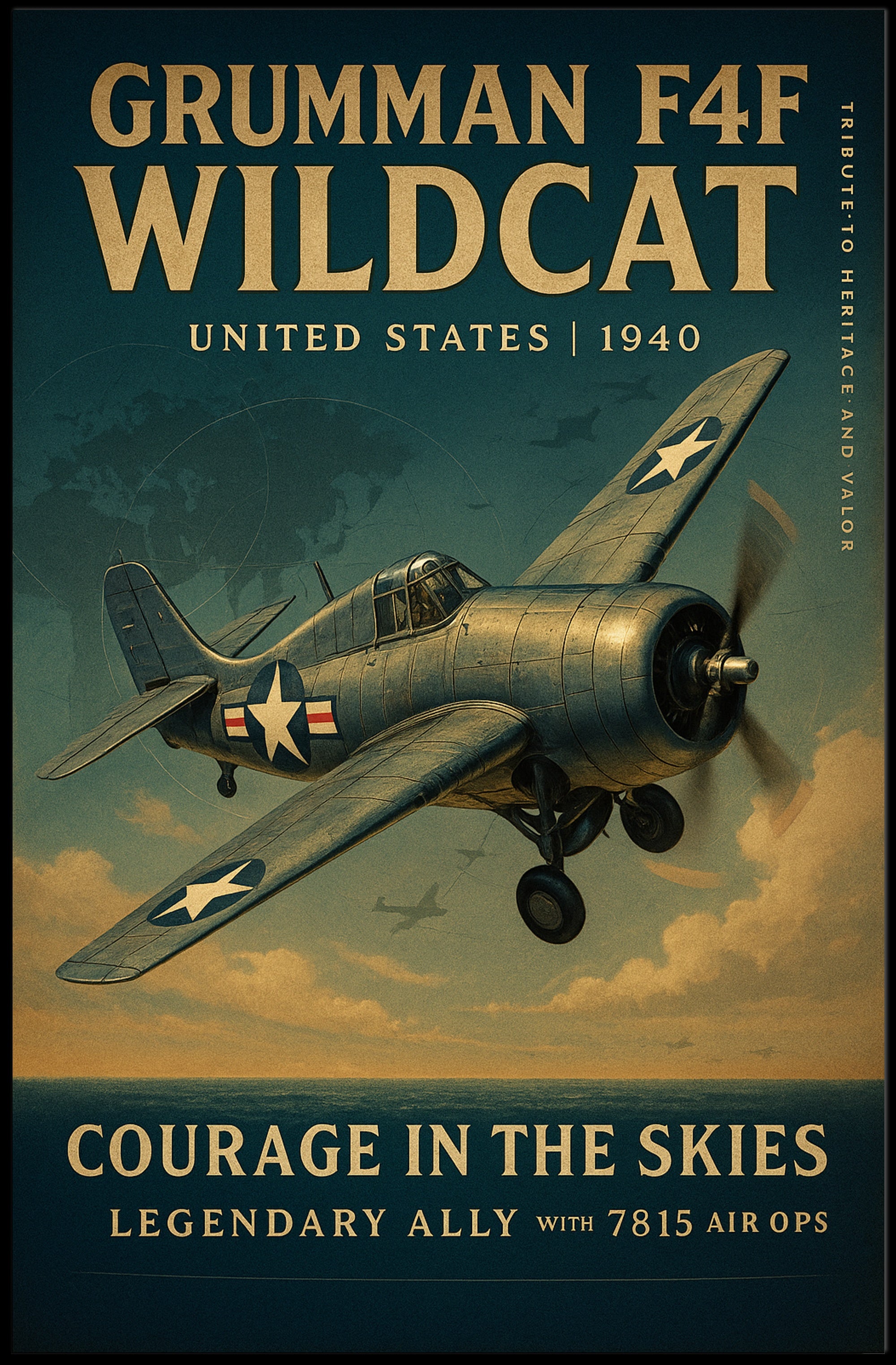 Grumman F4F Wildcat Tribute WWII Poster