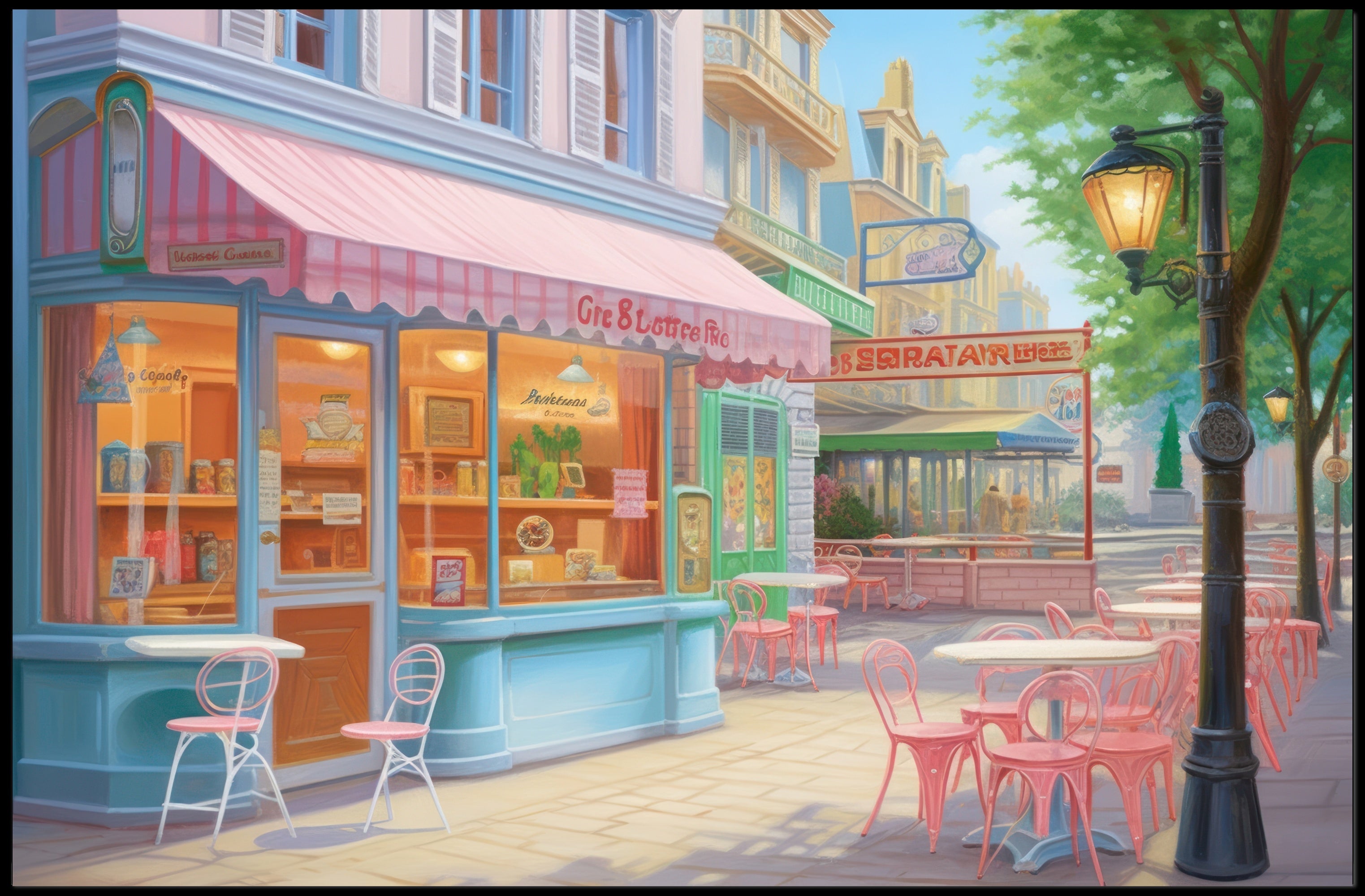 Charming Café Scene Poster