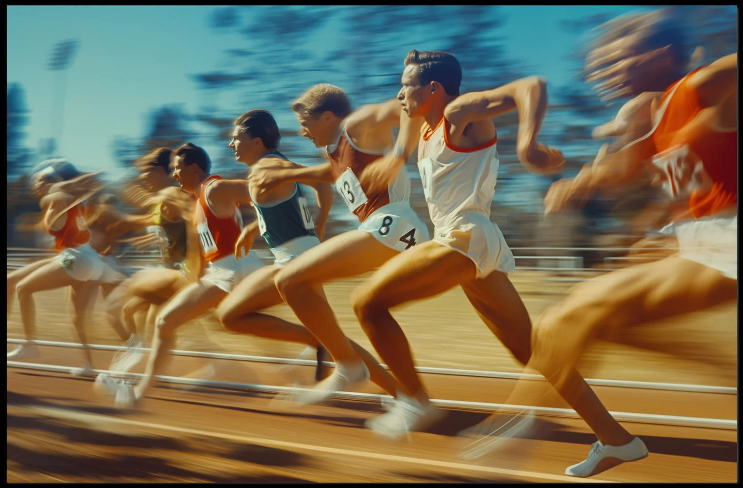 Vintage Athletes Sprinting Race Poster Art Print