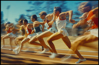 Vintage Athletes Sprinting Race Poster Art Print