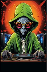 Alien Hacker In Action Poster