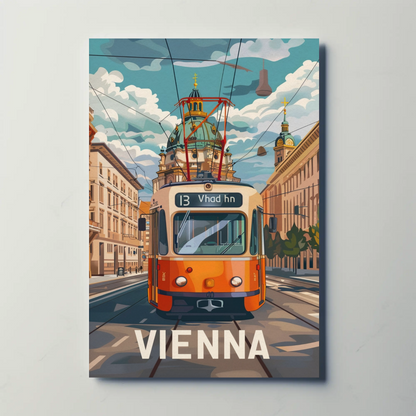 Vienna Streetcar City Architecture Austria Travel Poster