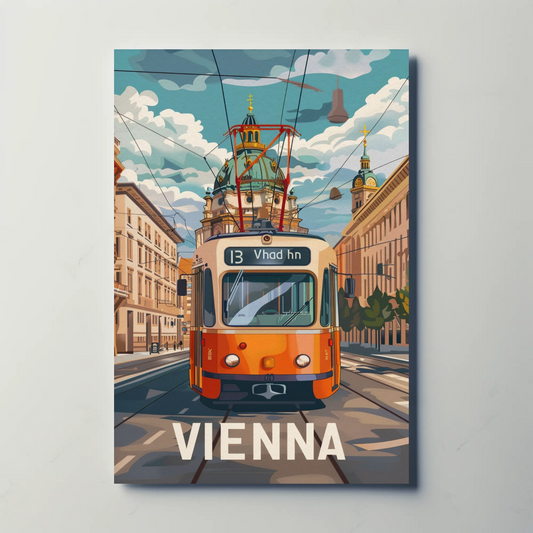 Vienna Streetcar City Architecture Austria Travel Poster