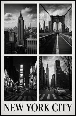 New York City Skyline Monochrome Poster Classic Wall Art