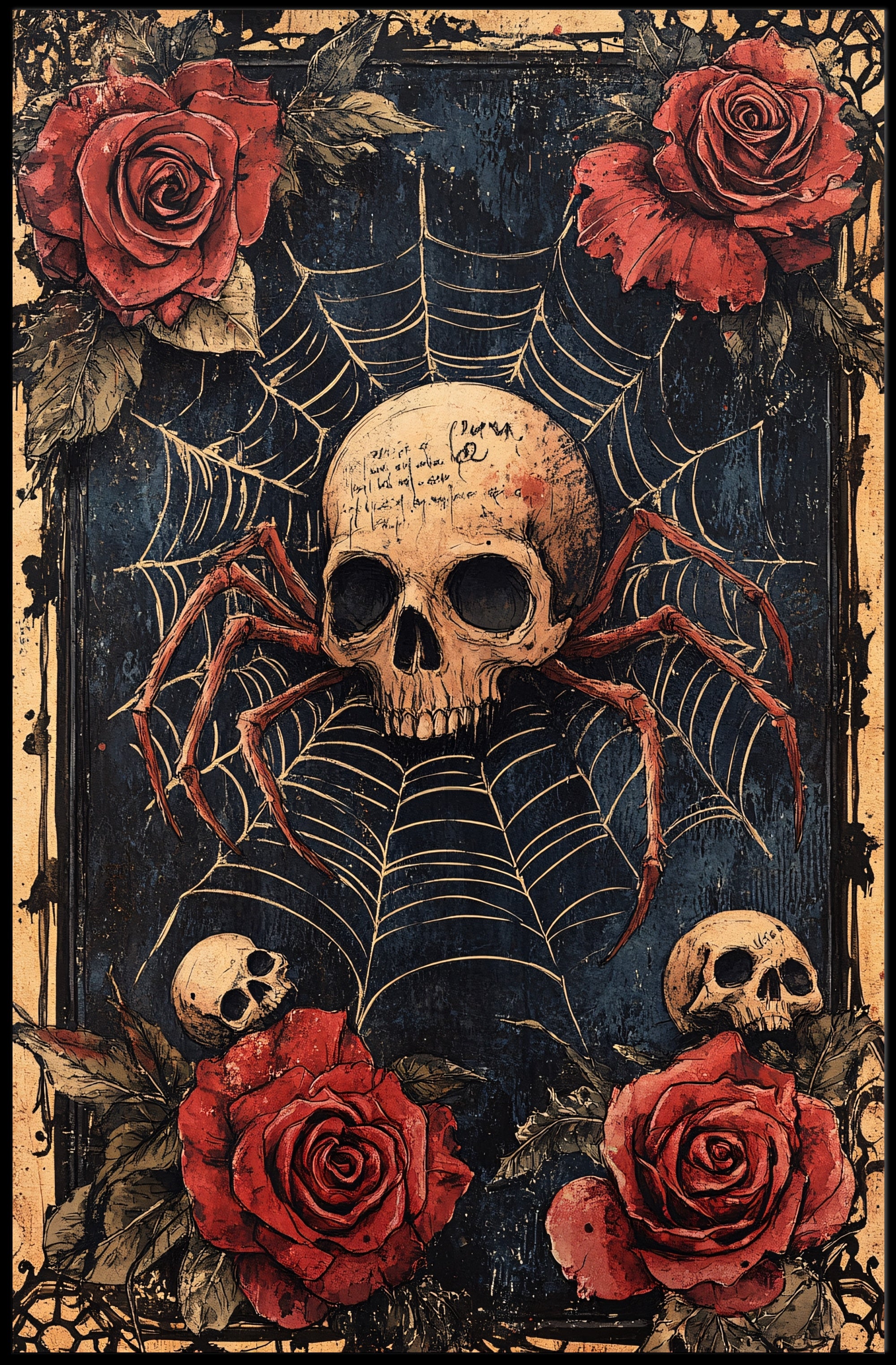 Web Of Roses And Skulls Poster