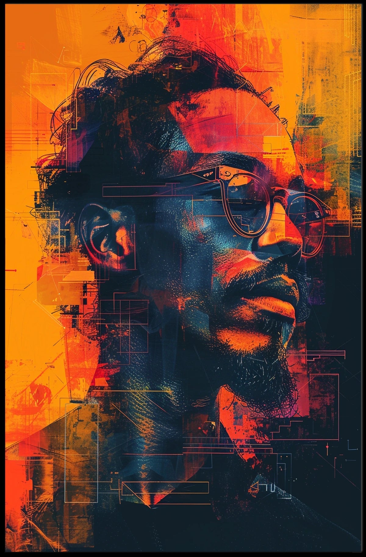 Vibrant Abstract Portrait Abstract Poster