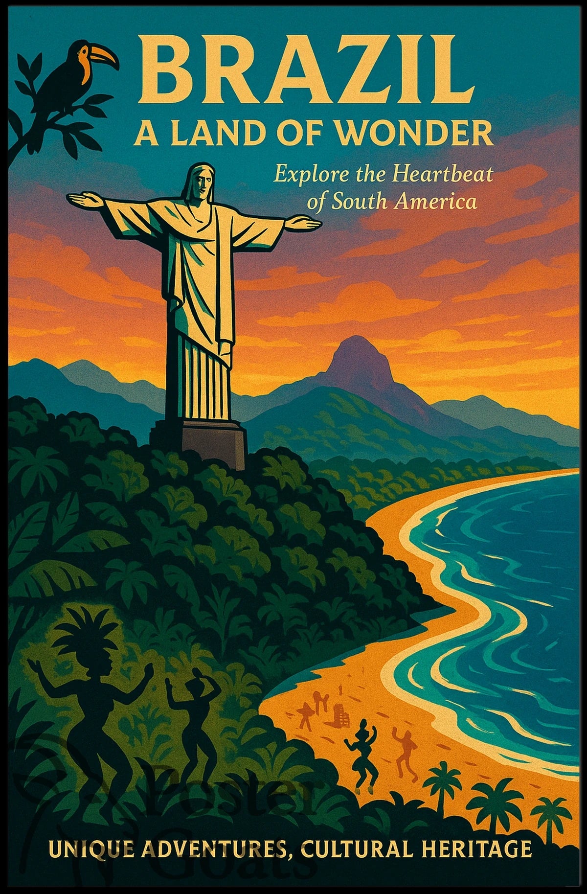 Brazilian Adventure Vintage Travel Poster