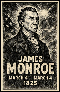 James Monroe 5th President of the United States B & W Comic Sketch Poster