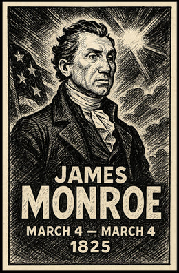 James Monroe 5th President of the United States B & W Comic Sketch Poster