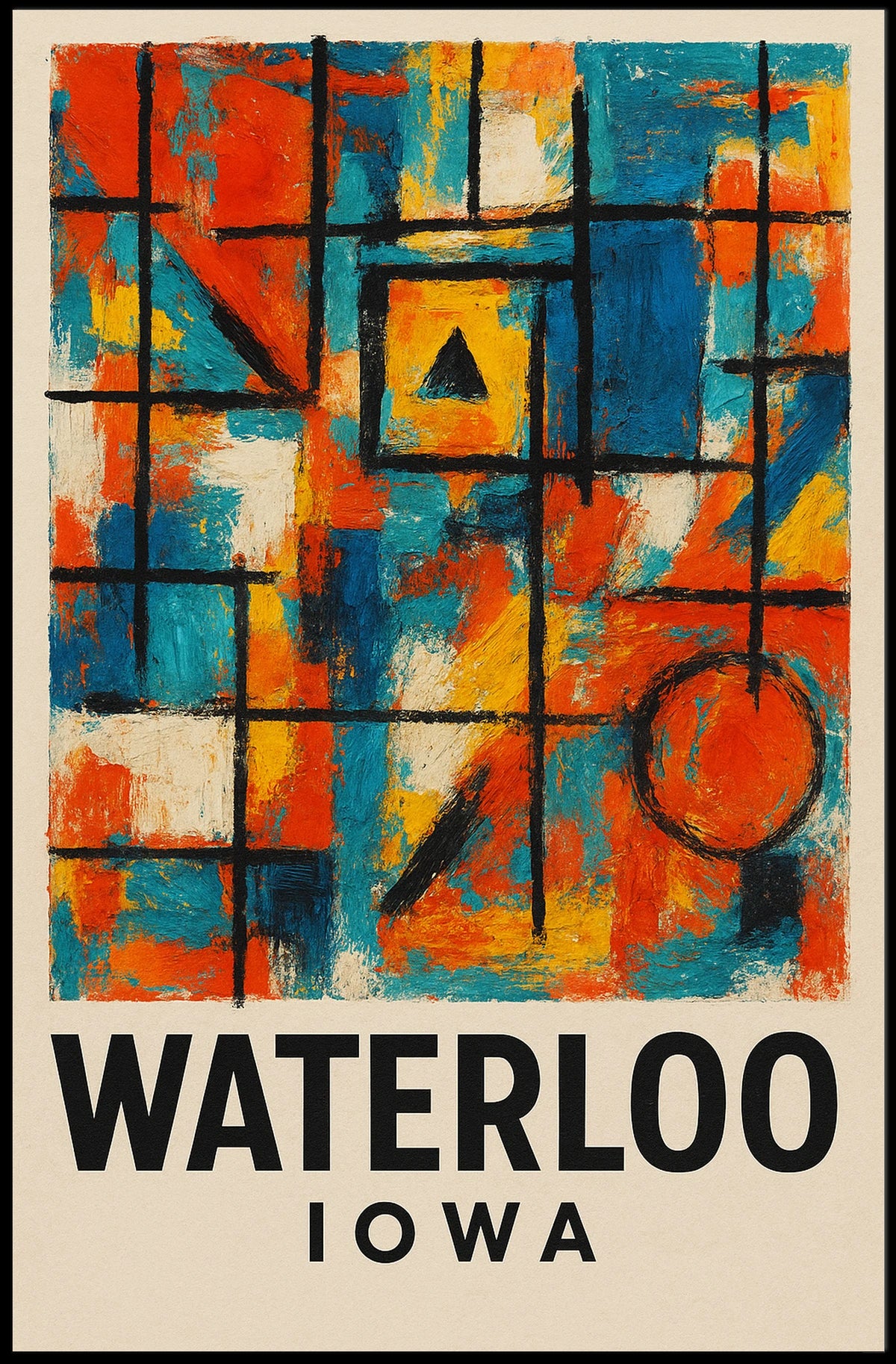 Waterloo Iowa Modern Abstract Art Poster Print