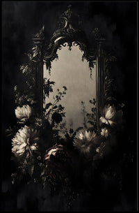 Antique Floral Elegance: Baroque Mirror Artistic Poster PosterGoat