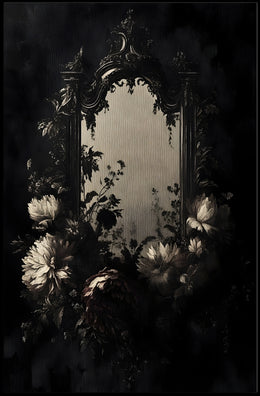 Antique Floral Elegance: Baroque Mirror Artistic Poster PosterGoat