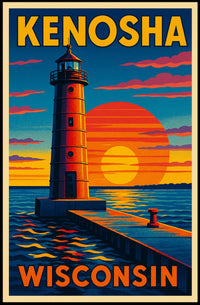 Kenosha Lighthouse at Sunset Poster