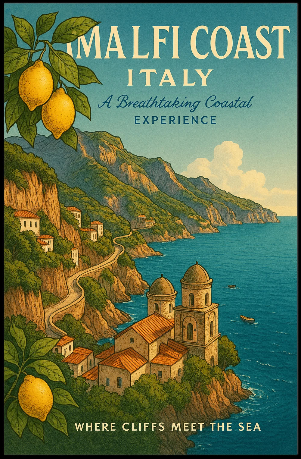 Amalfi Coast Travel Destination Art Poster