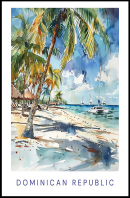 Tropical Beach Paradise in Watercolor Travel Poster PosterGoat