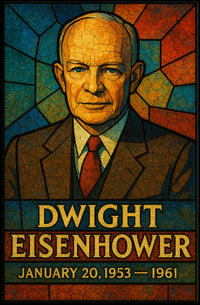 Eisenhower Stained Glass Vintage Patriotic Poster