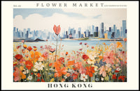 Vibrant Hong Kong Flower Market Urban Cityscape Poster