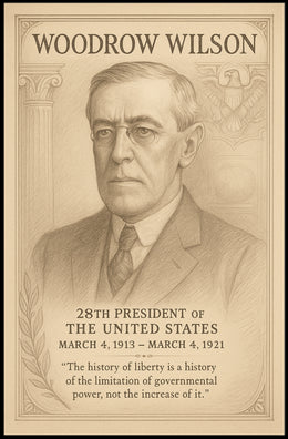 Woodrow Wilson 28th President Sketch Poster Art Print for Home Decor PosterGoat
