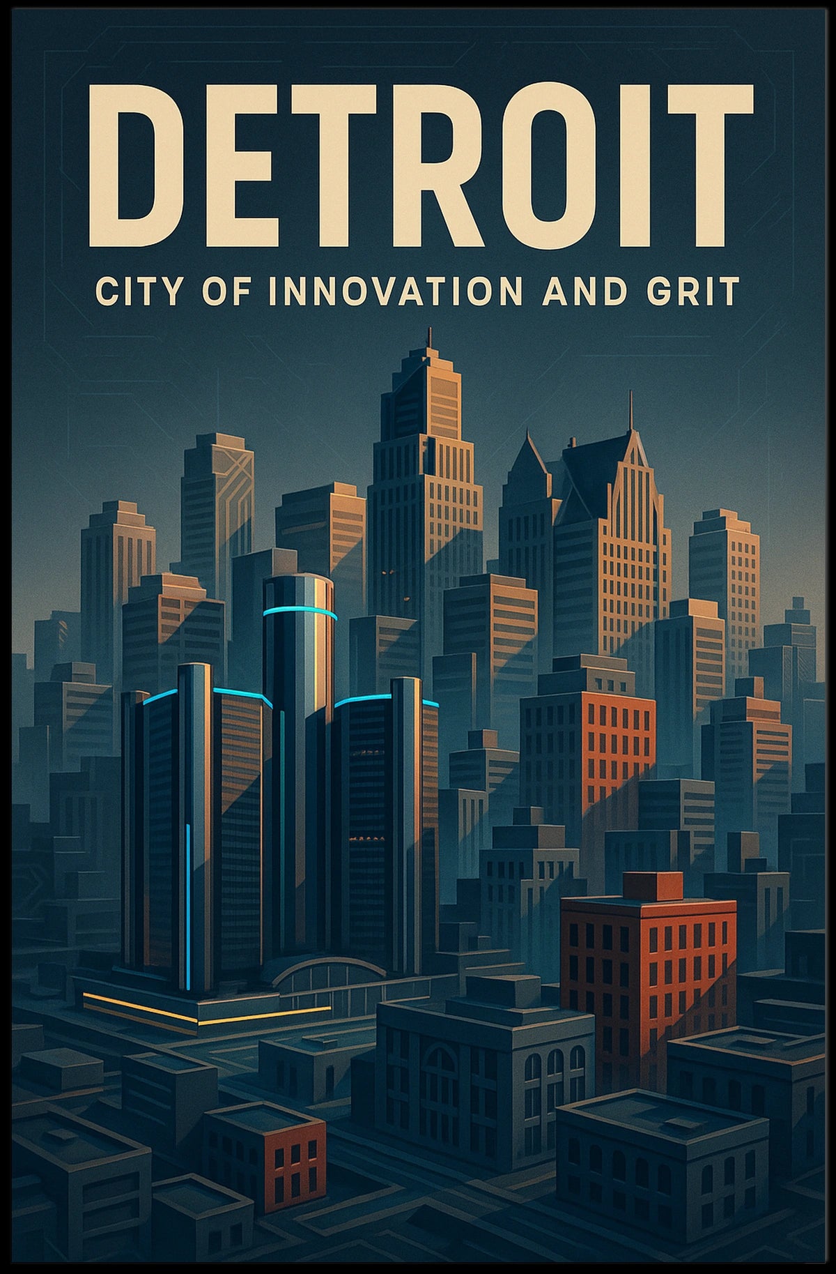 Detroit City Of Innovation And Grit Poster