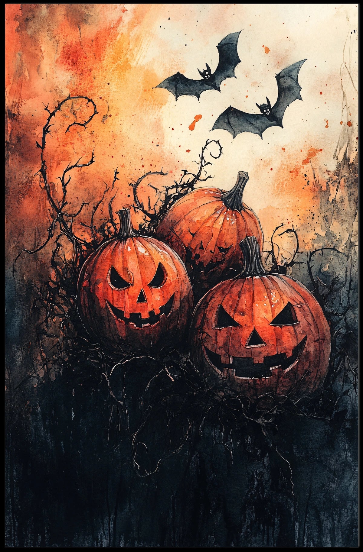 Halloween Pumpkins Spooky Vibes Artistic Poster