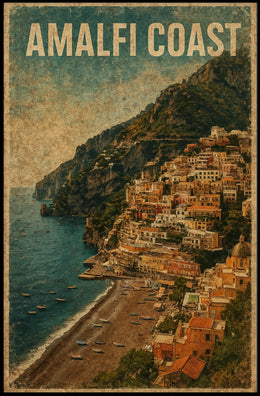 Amalfi Coast Poster Wall Art Seascape Decor for Travel