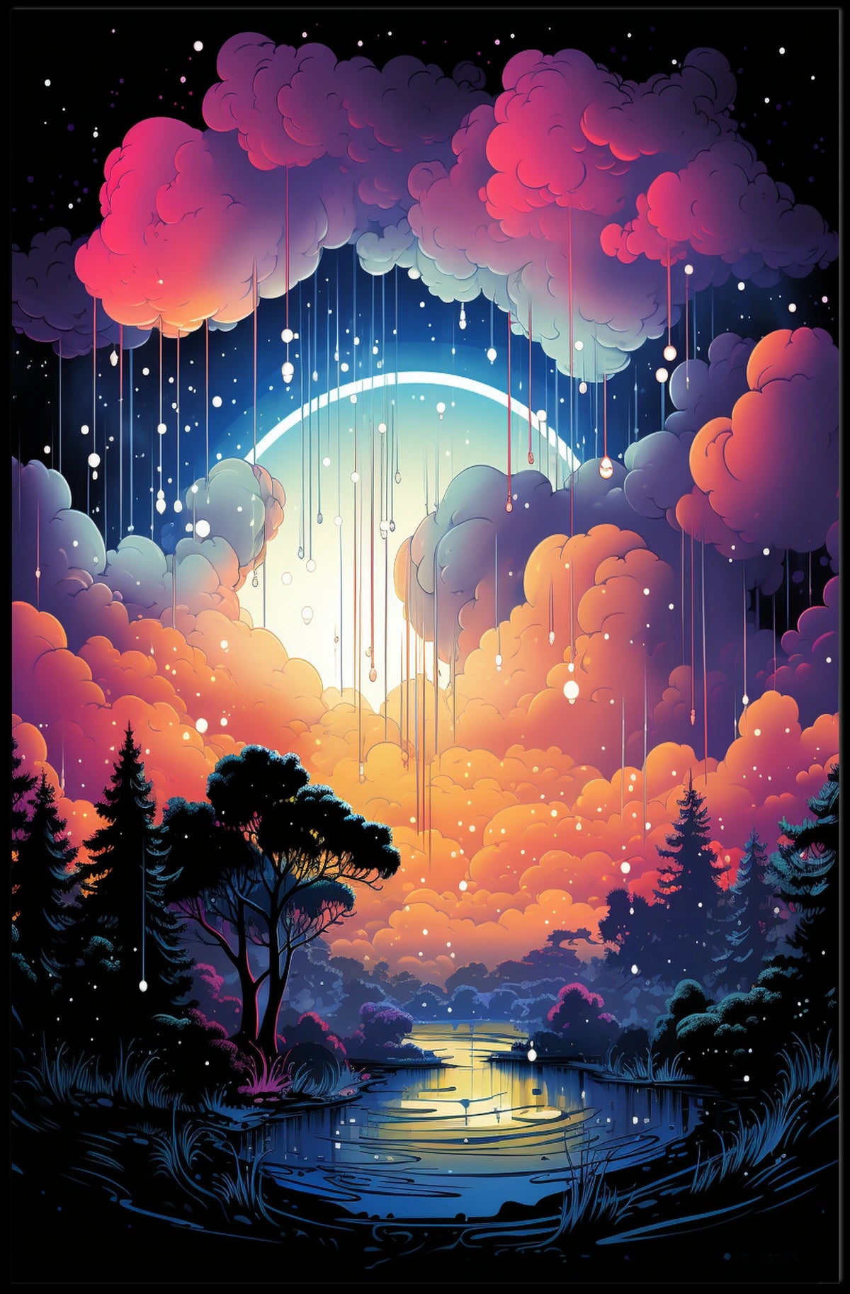 Fantastical Landscape Art Print for Abstract, Artistic, or Pop Culture Poster