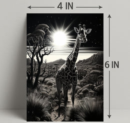 Moonlit Giraffe In The Savanna Poster
