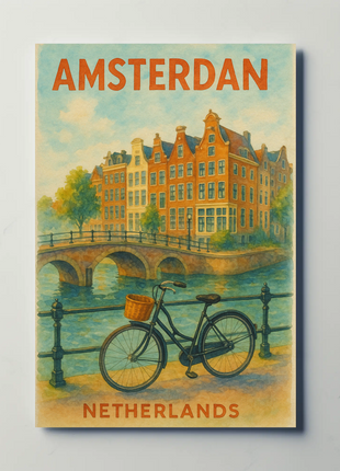 Amsterdam Netherlands Bike Canal Charm Travel Poster