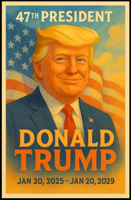 Commanding Presence Donald Trump and the American Banner Poster