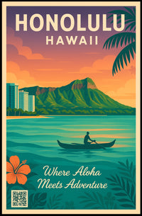 Honolulu Tropical Adventure Vintage Travel Poster PosterGoat