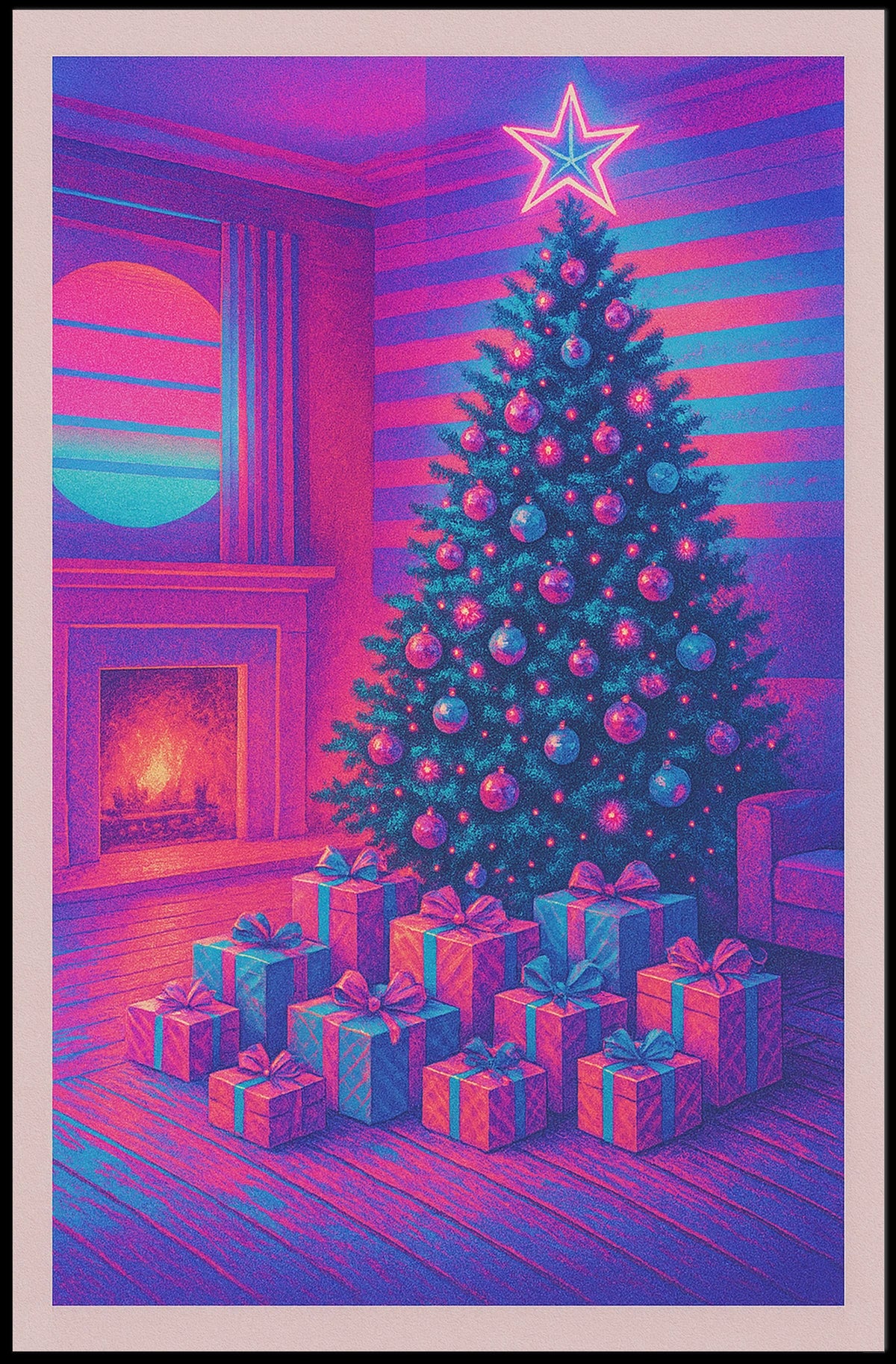 Neon Christmas Celebration Poster