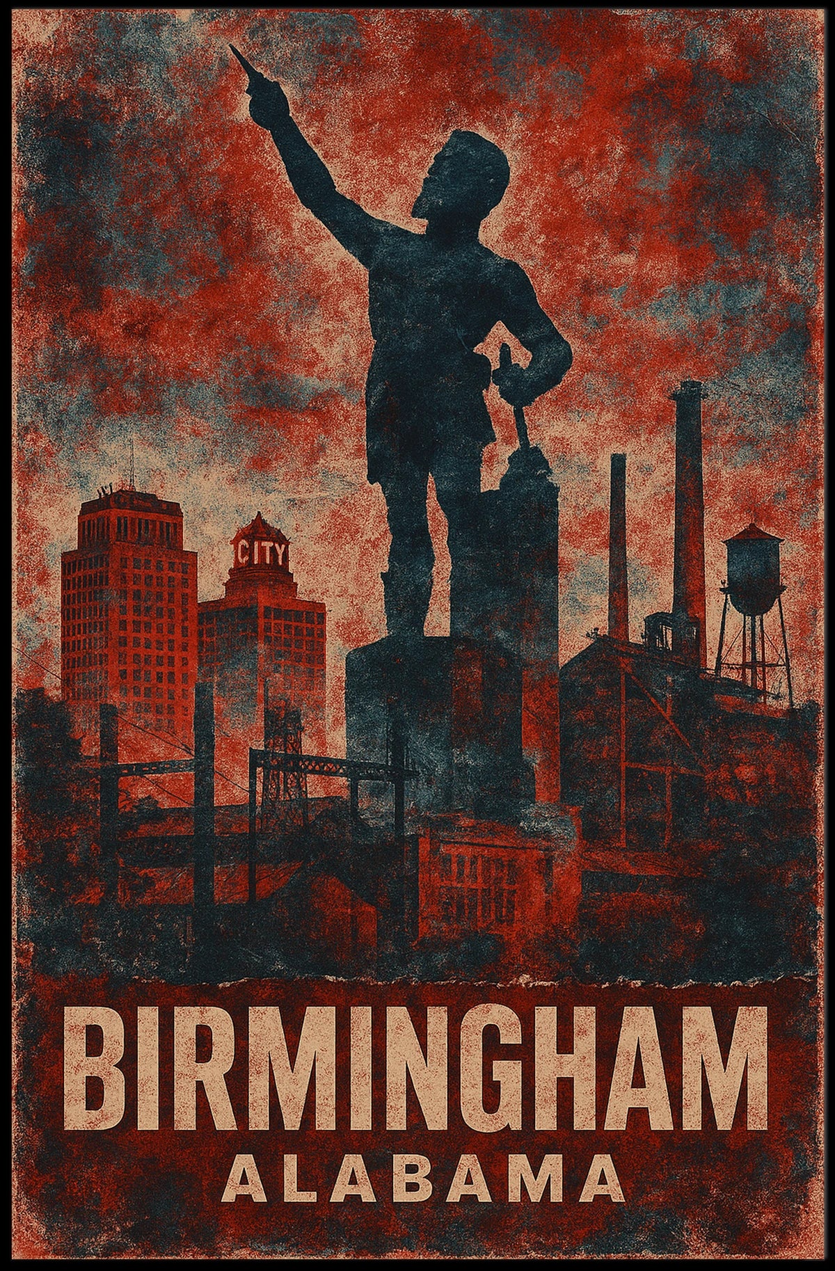 Birmingham Skyline Tribute Cityscape Art Iconic Timeless Urban Nightscape Inspiring Wanderlust Decor Enthusiasts Poster