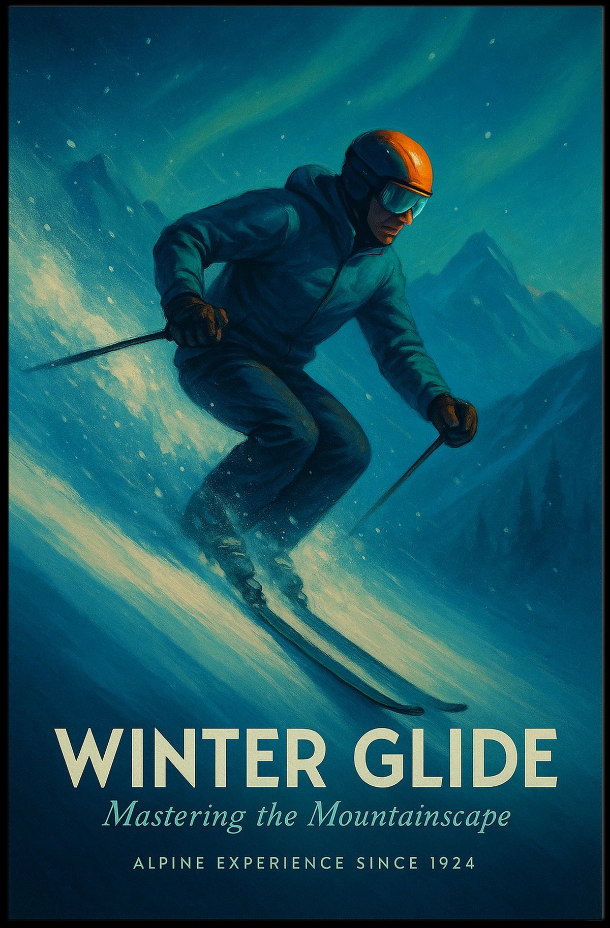 Winter Glide Mastering the Mountainscape Poster