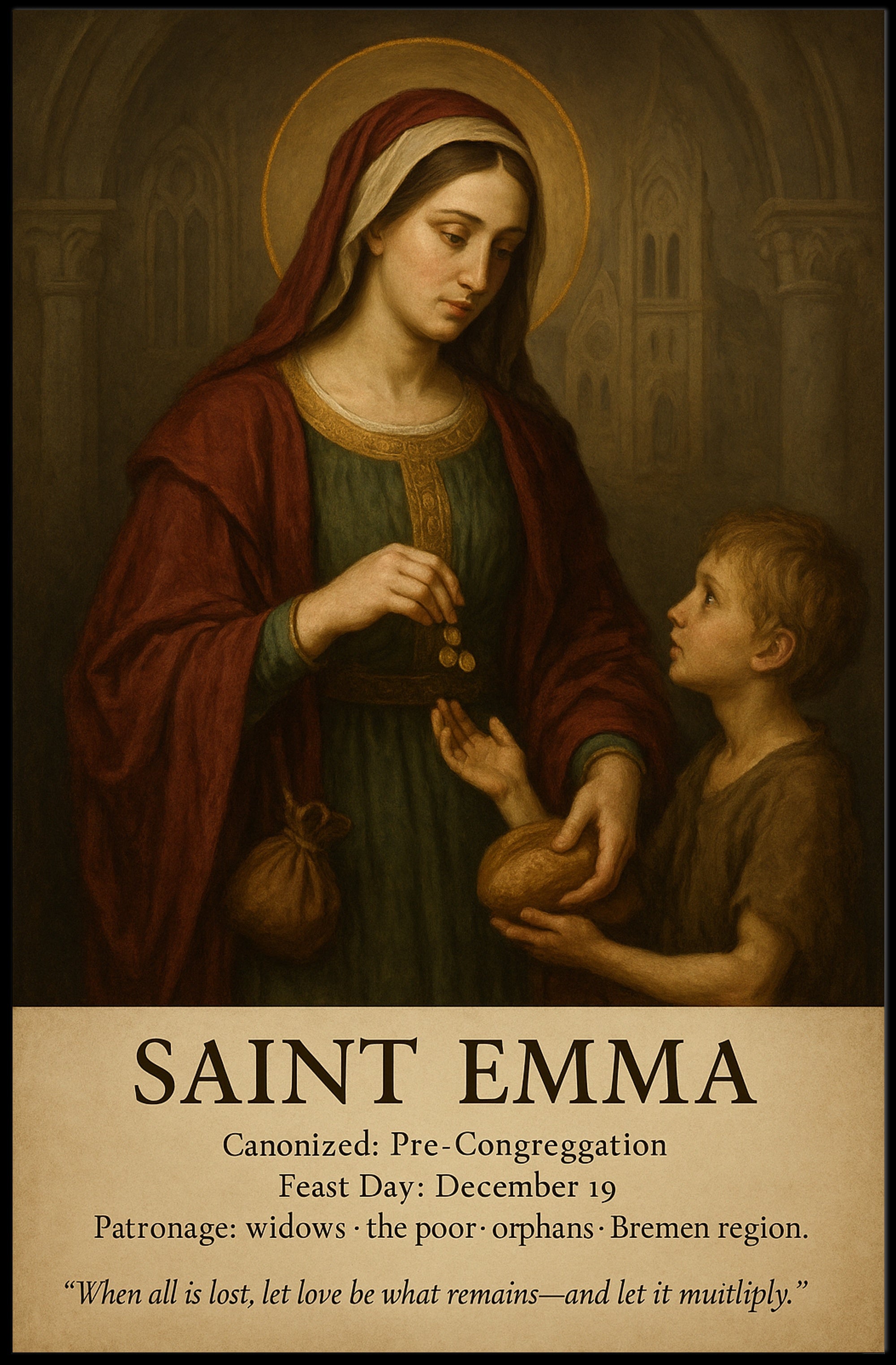 Saint Emma: Compassionate Icon of Charity in Heritage Poster