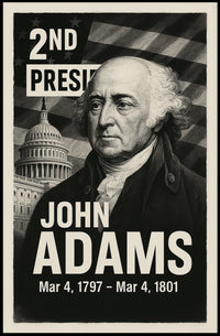 John Adams 2nd President of the United States Digital Montaje Poster