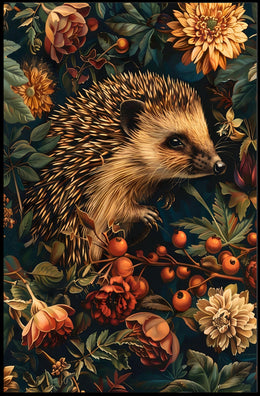 Hedgehog in Bloom Wall Art Print Decor