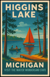 Higgins Lake Vintage Travel Poster PosterGoat