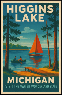 Higgins Lake Vintage Travel Poster PosterGoat
