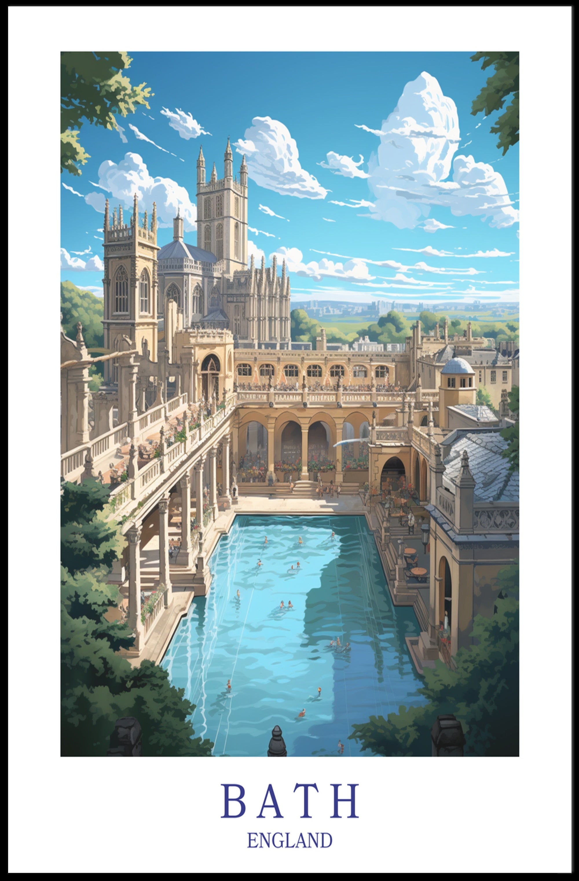 Historic Bath, England Travel Poster PosterGoat