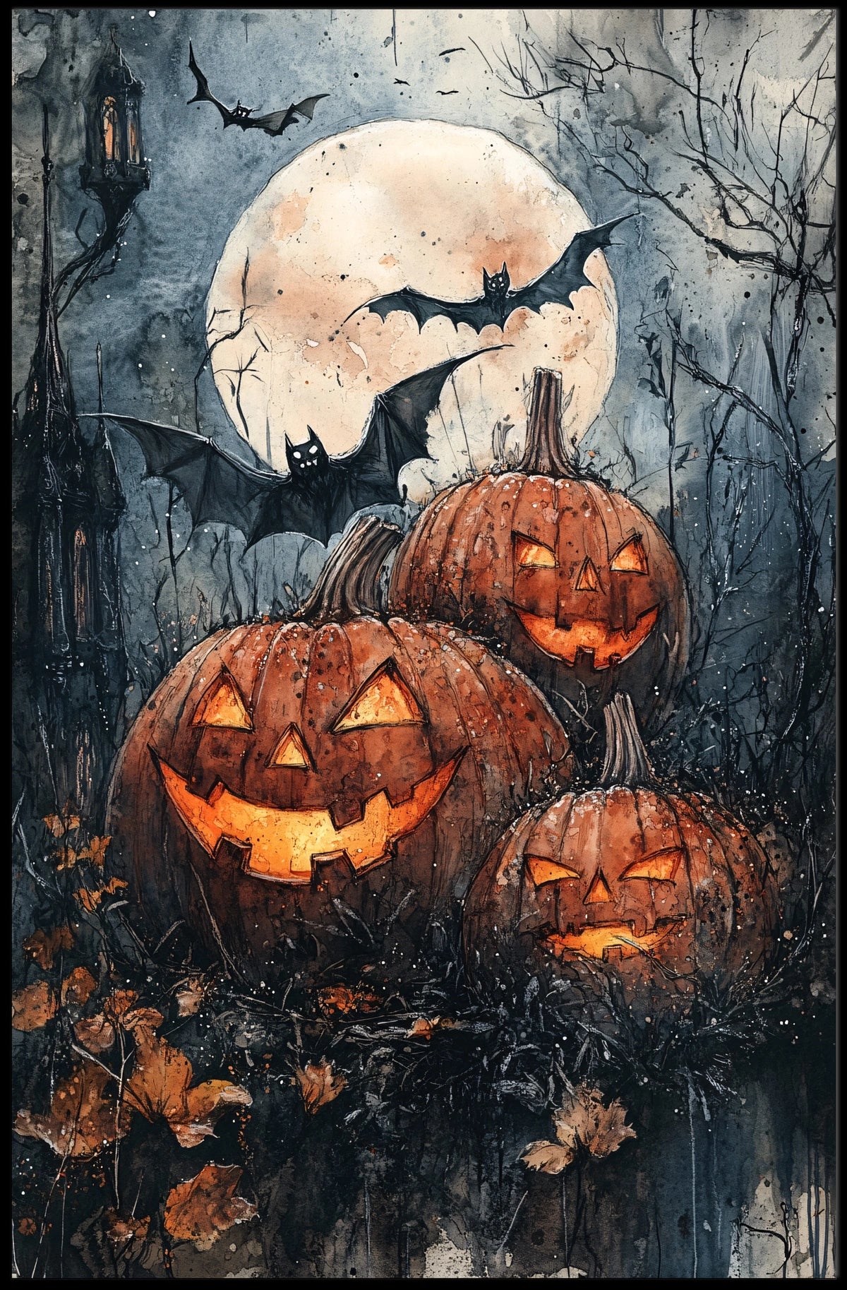Halloween Moonlit Jack-O’-Lantern Scene Cultural or Heritage Poster