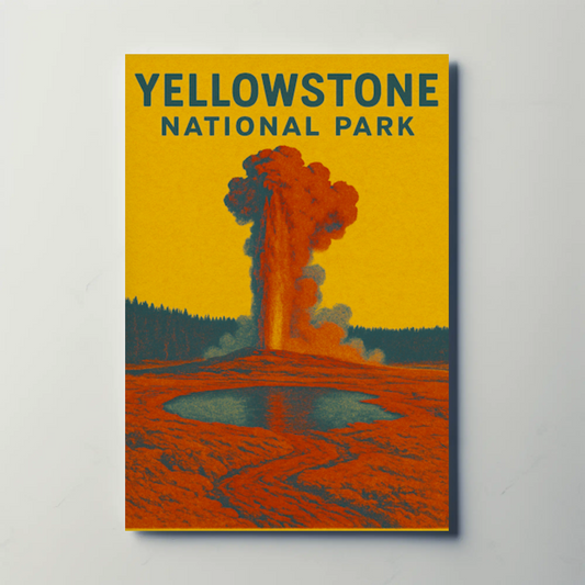Yellowstone's Majestic Eruption Vintage Travel Poster