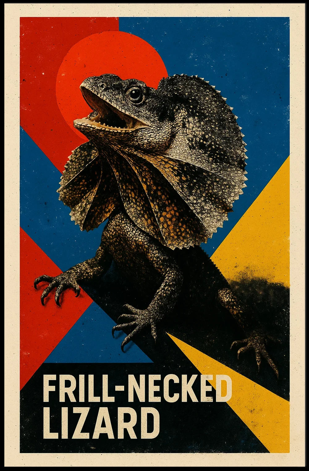 Frill-Neck Lizard Wildlife Art Poster