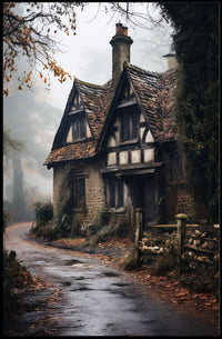 Enchanted Cottage In The Mist Poster