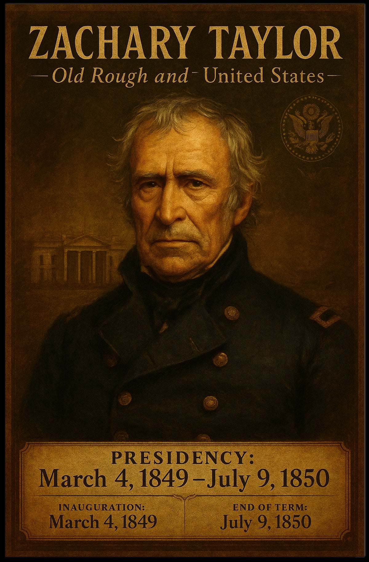 Zachary Taylor Presidential Vintage Art Poster Print